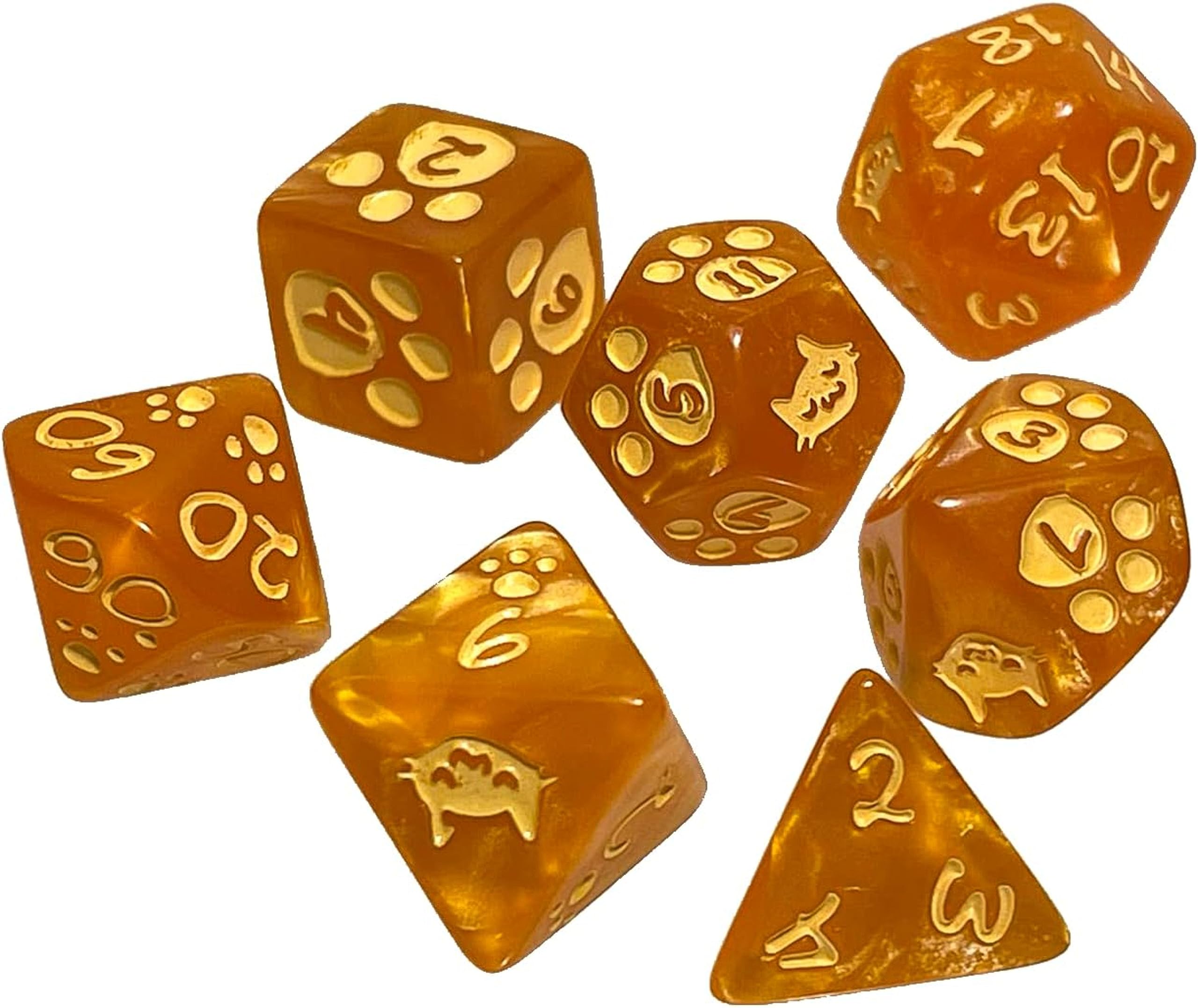 Steve Jackson Games Kitten Polyhedral Dice Set Orange