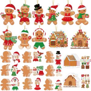 55 pieces christmas crafts kits for kids christmas arts and crafts diy christmas gingerbread ornaments kit make your own christmas gingerbread man craft projects for kids ages 3 4 5 6 8 10