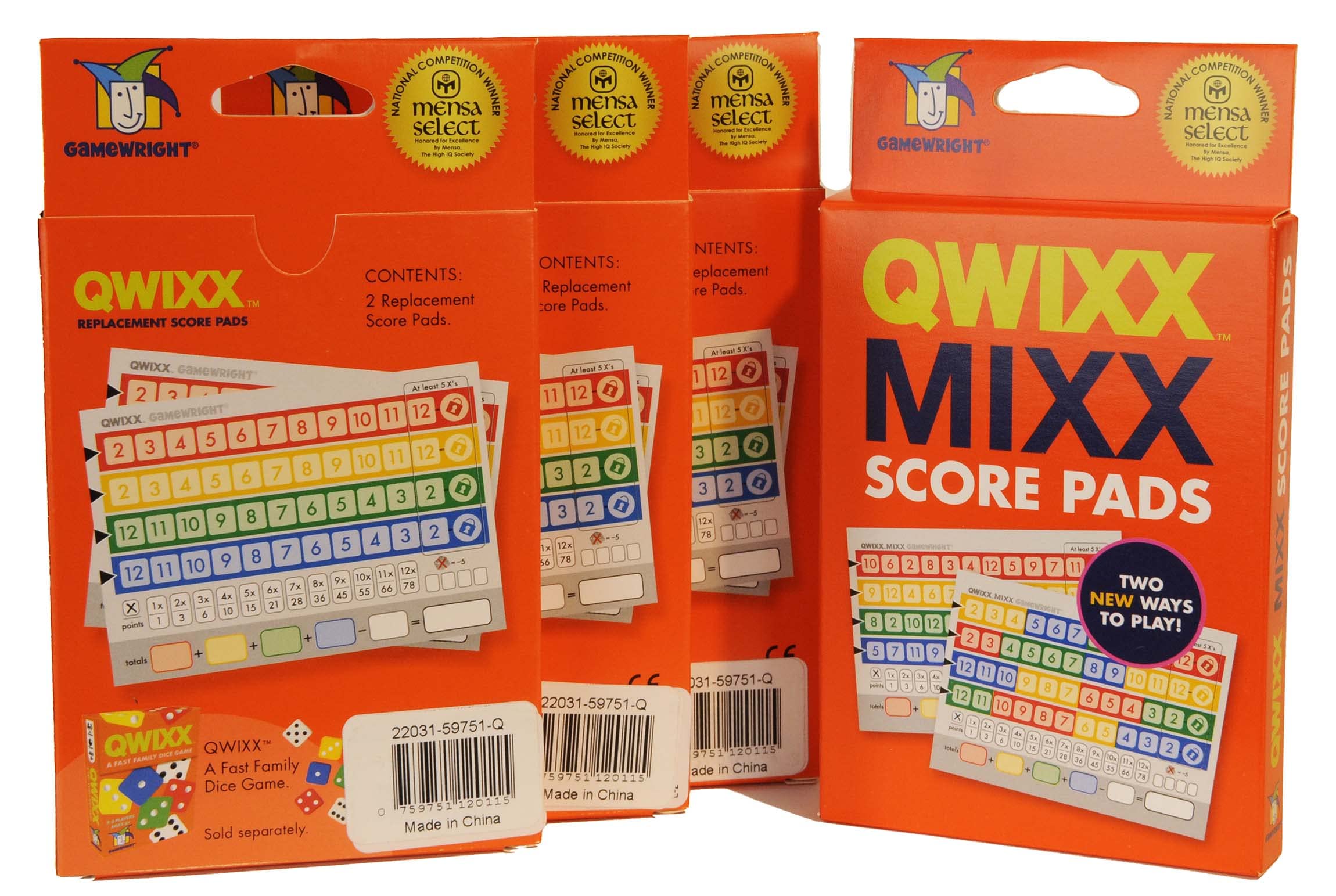 Deluxe Games and Puzzles Qwixx Score Sheets 4 Pack with Qwixx Compatible ‘Socially-Distanced’ Game Dice Quantity = 30, Bundled