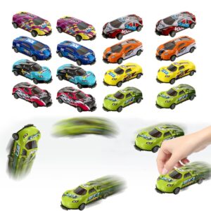 wxgreats jumping stunt toy car - 2022 children's stunt alloy 360° flip toy car, pull back stunt car toy, jumping flip stunt toy cars, mini model cars for 3-6 year kids boys (16 pcs)