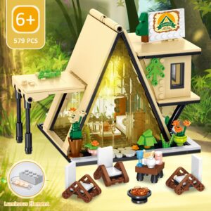 PinkBee Friends Beach Glamping Set Girls Camping Tent Flower House Building Block Kits Who Love Nature Toys and Popular Glamping Trips Christmas Xmas Birthday Gifts for Adults Kids 8-12 6-12 7-9