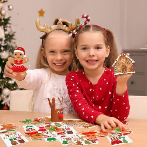 55 Pieces Christmas Crafts Kits for Kids Christmas Arts and Crafts DIY Christmas Gingerbread Ornaments Kit Make Your Own Christmas Gingerbread Man Craft Projects for Kids Ages 3 4 5 6 8 10