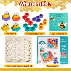 Brain Teasers Logic Game Learning Toys Matching Puzzle for 3 Year Olds Wooden Beehive Puzzle Board Games Montessori Preschool Educationl Toy for Kid Childs