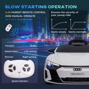 Aosom Kids Ride on Car, 12V Licensed Audi RS E-tron GT 3.1 MPH Electric Car for Kids, Ride-on Toy for Boys and Girls with Remote Control, 4 Wheels with Suspension, Horn, Music, Lights, White