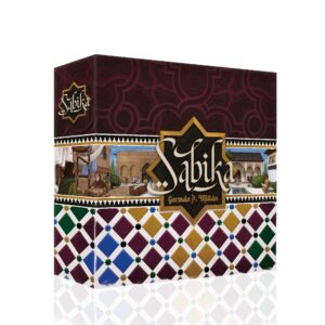 sabika board game - trade route building strategy game, medieval construction game, family game for kids and adults, ages 14+, 1-4 players, 60-120 minute playtime, made by ludonova