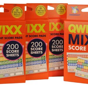 Deluxe Games and Puzzles Qwixx Score Sheets 4 Pack with Qwixx Compatible ‘Socially-Distanced’ Game Dice Quantity = 30, Bundled