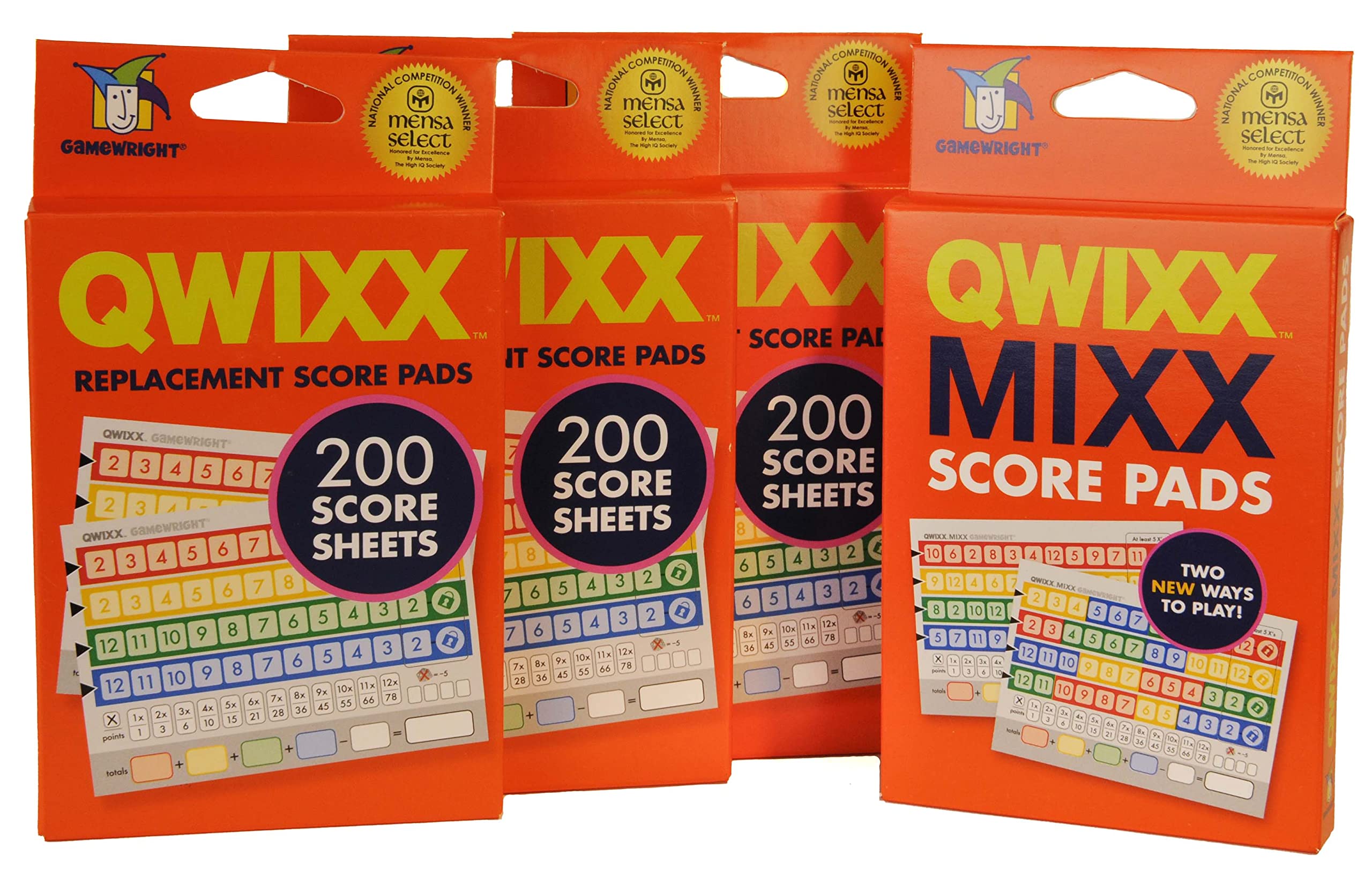 Deluxe Games and Puzzles Qwixx Score Sheets 4 Pack with Qwixx Compatible ‘Socially-Distanced’ Game Dice Quantity = 30, Bundled