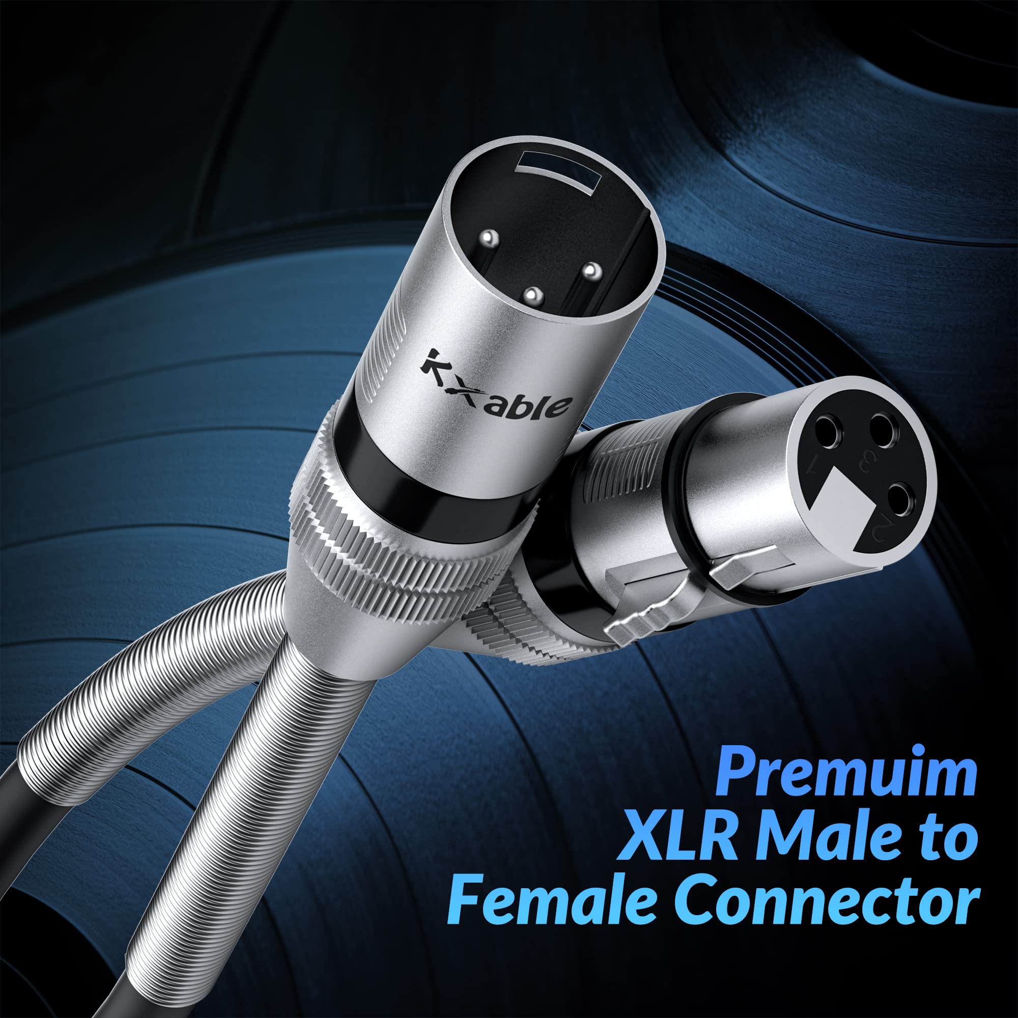 XLR to XLR Cable 100 Feet, Premium XLR Microphone Cable, Long Heavy Duty 22AWG OFC XLR Male to Female Cord, 3-Pin Shielded Mic Speaker Cable, Zinc Alloy Connectors, Metal Spring SR, Black