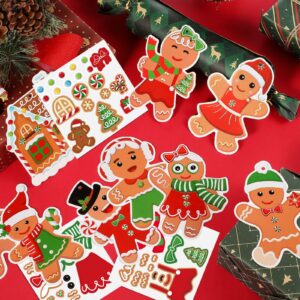 55 Pieces Christmas Crafts Kits for Kids Christmas Arts and Crafts DIY Christmas Gingerbread Ornaments Kit Make Your Own Christmas Gingerbread Man Craft Projects for Kids Ages 3 4 5 6 8 10