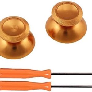 Metal Aluminum ABXY Guide Thumbsticks Bullet Buttons Joystick Cap + T6 T8 Screwdriver for Xbox One Controller(Gold)