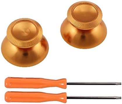 Metal Aluminum ABXY Guide Thumbsticks Bullet Buttons Joystick Cap + T6 T8 Screwdriver for Xbox One Controller(Gold)