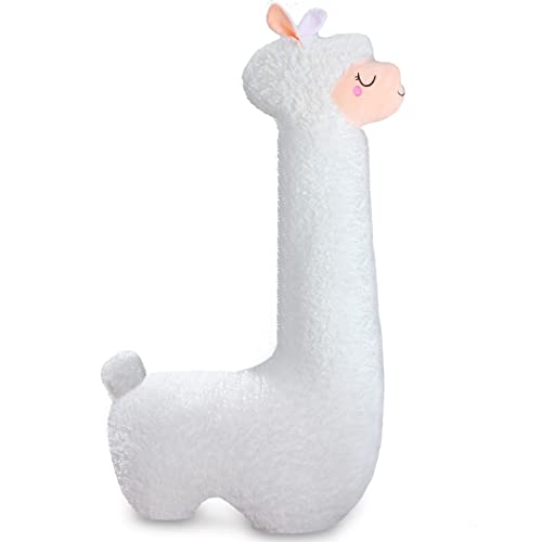 Llama Push Stuffed Animal Llama Body Pillow Giant Alpaca Toy Gift Fluffy Soft Alpaca Toy Long Body Pillow Christmas Party Favor Gift for Adults Kid Classmate Birthday Supplies(40 Inch,White)