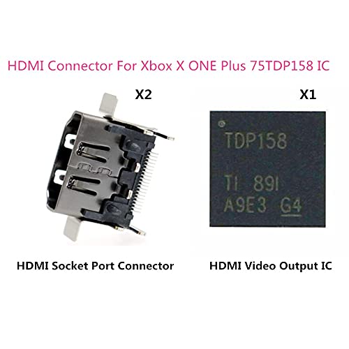 TDP158 IC Chipset TDP158RSBR for Xbox One X Console Motherboard and HDMI Port Socket Jack Connector (IC TDP158 and 2pcs Jack)