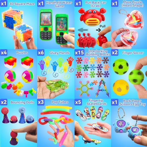 125 Pack Fidget Toys Assortment for Kids 4-8-12,Stress&Anxiety Relief Toys for Party Favors,Treasure Box Fillers,Classroom Prizes Rewards,Carnival,Pinata Stuffers