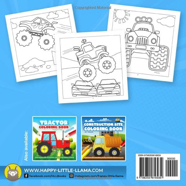 Monster Truck Coloring Book for Kids Ages 2-4: Book for Toddlers with 20 Different Monster Truck Coloring Pages