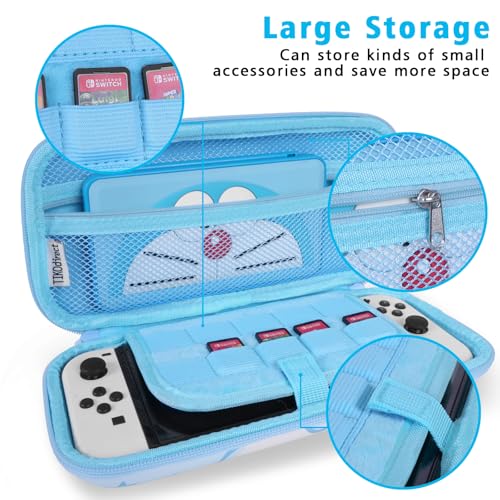 TIKOdirect Carrying Case for Nintendo Switch & OLED Mode, Cute Portable Travel Bag with 10 Game Card Slots Inner Storage Bag for Nintendo Switch Console Joy-Con & Accessories, Blue