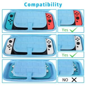 TIKOdirect Carrying Case for Nintendo Switch & OLED Mode, Cute Portable Travel Bag with 10 Game Card Slots Inner Storage Bag for Nintendo Switch Console Joy-Con & Accessories, Blue