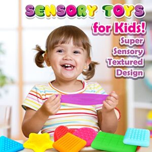 Shape Learning Sensory Toys for Toddlers - Textured Sensory Toys for Autistic Children, Pull and Stretch Tactile Toy, Calming Autism Toys for Boys and Girls Preschool Kids (8Pack)