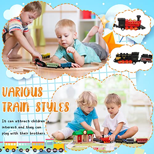 Hanaive 2 Sets Train Toys Small Alloy Retro Steam Train Simulation Steam Toys Train Pull Back Train Model Diecast Locomotive for Boys Girls Christmas Birthday Party Favor Classroom School Reward Gifts