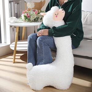 Llama Push Stuffed Animal Llama Body Pillow Giant Alpaca Toy Gift Fluffy Soft Alpaca Toy Long Body Pillow Christmas Party Favor Gift for Adults Kid Classmate Birthday Supplies(40 Inch,White)