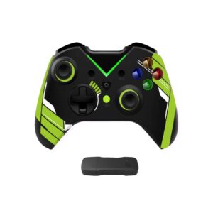 etamoon wireless gaming controller compatible with windows pc, connection, usb charging, led backlight (black-green)