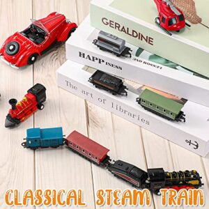 Hanaive 2 Sets Train Toys Small Alloy Retro Steam Train Simulation Steam Toys Train Pull Back Train Model Diecast Locomotive for Boys Girls Christmas Birthday Party Favor Classroom School Reward Gifts