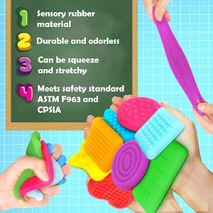 Shape Learning Sensory Toys for Toddlers - Textured Sensory Toys for Autistic Children, Pull and Stretch Tactile Toy, Calming Autism Toys for Boys and Girls Preschool Kids (8Pack)