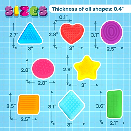 Shape Learning Sensory Toys for Toddlers - Textured Sensory Toys for Autistic Children, Pull and Stretch Tactile Toy, Calming Autism Toys for Boys and Girls Preschool Kids (8Pack)