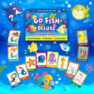 Go Fish Deluxe Animal Rescue! Family Card Game for Girls, Boys & Parents, Strategic Animal Matching Game, Play, Laugh & Learn Together, Ages 5 & Up! Fun at Home, School Travel Search & Find Game Play!