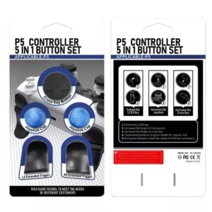 PS5 Controller Increase Button 5 in 1 Set PS5 Game Controller Extension Button PS5 Increase Button Cap Controller Replacement Button Blue