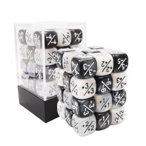 36pcs 12mm positive and negative dice counters set, small token dice loyalty dice compatible with mtg, ccg, card games