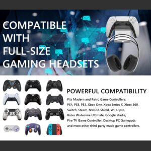 Geekria Acrylic Dual Gamepad Controller & Headphone Stand Holder, Wall Mount Gaming Headphone Hanger Hook for PS4 PS5 Xbox ONE Game Controller Pulse 3D Headset