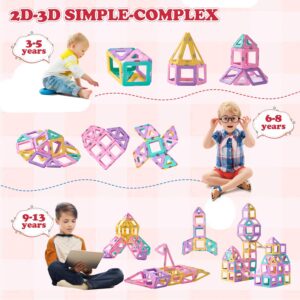 JAiiMen Magnetic Tiles Toys, Kids Building Blocks Set, 3D Magnet Tile Girls Boys STEM Toy Learning Educational Christmas Birthday Gifts for Toddlers 3 4 5 6 7 8+ Year Old