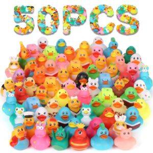 50 pack rubber ducks in bulk, jeep ducks for ducking, assorted rubber ducks jeep ducking, baby showers accessories, birthday gifts, floater duck bath toys for kids