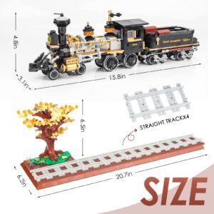 Chunbrommisam Steam Train Building Blocks, Build Model Train Set, DIY Locomotive Display Toy with Railroad Tracks, Gift for Train Enthusiasts (950 Pieces)