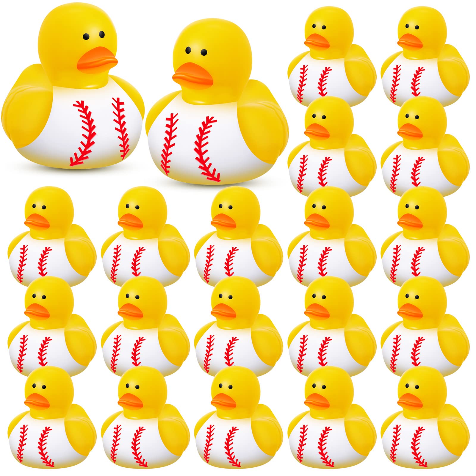 24 Pieces Baseball Rubber Ducks Mini Ducks Yellow Rubber Ducky Bath Toys Baseball Party Favors for Bathtub Gift Classroom Summer Beach Pool Activity Carnival Game