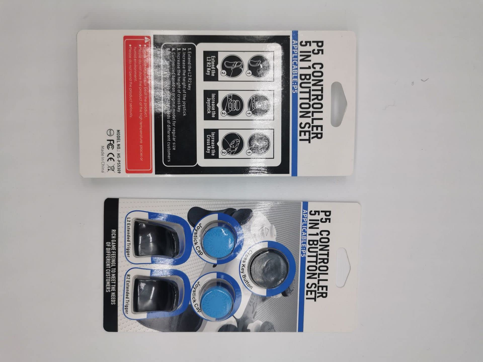 PS5 Controller Increase Button 5 in 1 Set PS5 Game Controller Extension Button PS5 Increase Button Cap Controller Replacement Button Blue