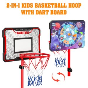 Meland Kids Basketball Hoop - Adjustable Height 2.9ft-6.2ft Toddler for Kids, Goal Indoor & Outdoor Toys Backyard Outside Boys Age 3 4 5 6 7 8 Years Gift