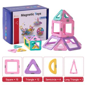 JAiiMen Magnetic Tiles Toys, Kids Building Blocks Set, 3D Magnet Tile Girls Boys STEM Toy Learning Educational Christmas Birthday Gifts for Toddlers 3 4 5 6 7 8+ Year Old