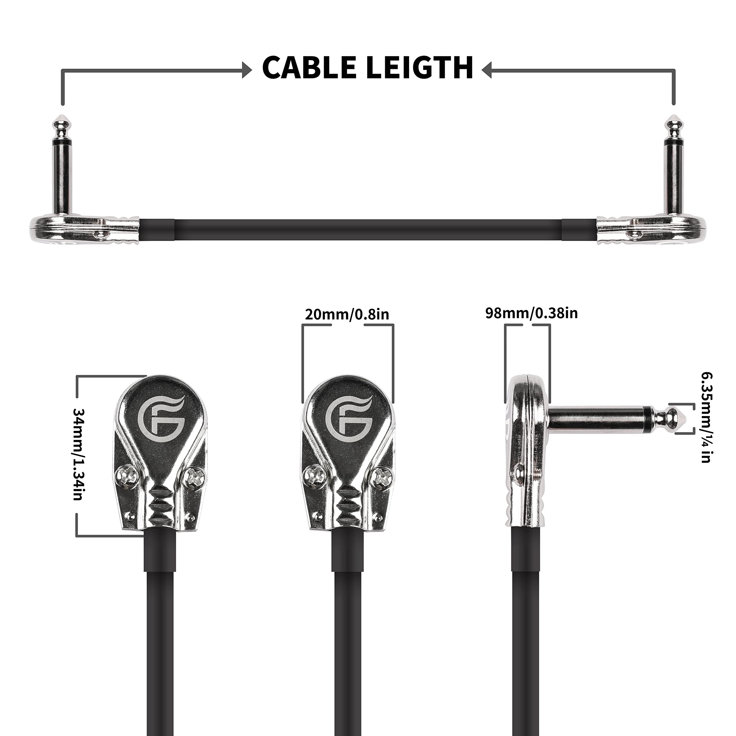 Ghost Fire Guitar Patch Cable, Guitar Pedal Cables,Instrument Effects Pedal Patch Cables for Guitar Effects Pedal Board (6 inch-3 Pack)