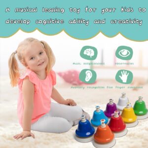 Desk Bells, Rainbow Diatonic Hand Bells for Kids with 17 Songbook & Musical Flash Cards, Toddler Preschool Musical Learning Toys, Boys & Girls Birthday Gift for 3-Year-Old and Over