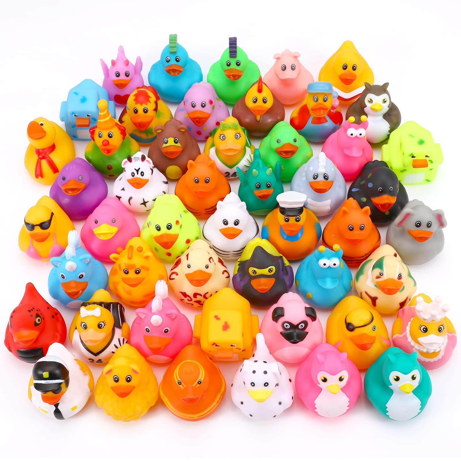 50 Pack Rubber Ducks in Bulk, Jeep Ducks for Ducking, Assorted Rubber Ducks Jeep Ducking, Baby Showers Accessories, Birthday Gifts, Floater Duck Bath Toys for Kids