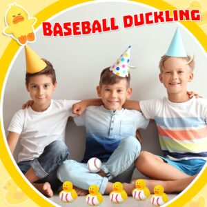 24 Pieces Baseball Rubber Ducks Mini Ducks Yellow Rubber Ducky Bath Toys Baseball Party Favors for Bathtub Gift Classroom Summer Beach Pool Activity Carnival Game