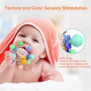 Teething Toys for Babies 0-6 Months: Sensory Toys for Infant - Baby Learning Developmental Toys Chewable Freezable Rattle Newborn Gifts for Boys Girls