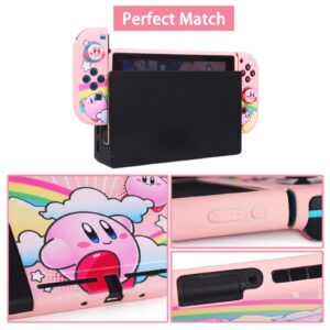 TIKOdirect Protective Case for Nintendo Switch, Soft Full Skin Protective Cover with Pretty Cute Pattern, Silicone Slim Shockproof Back and Grip Case for Switch, Kirby