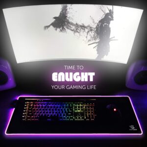 Studione RGB Gaming Mouse Pad by Oxygen, Ultra Bright LED Light&Soft Large Extended Mousepad with 14 Lighting Modes, Water Resistance, Non-Slip Rubber Base Keyboard Mat, 31.5 X12 inch X 4mm, Black