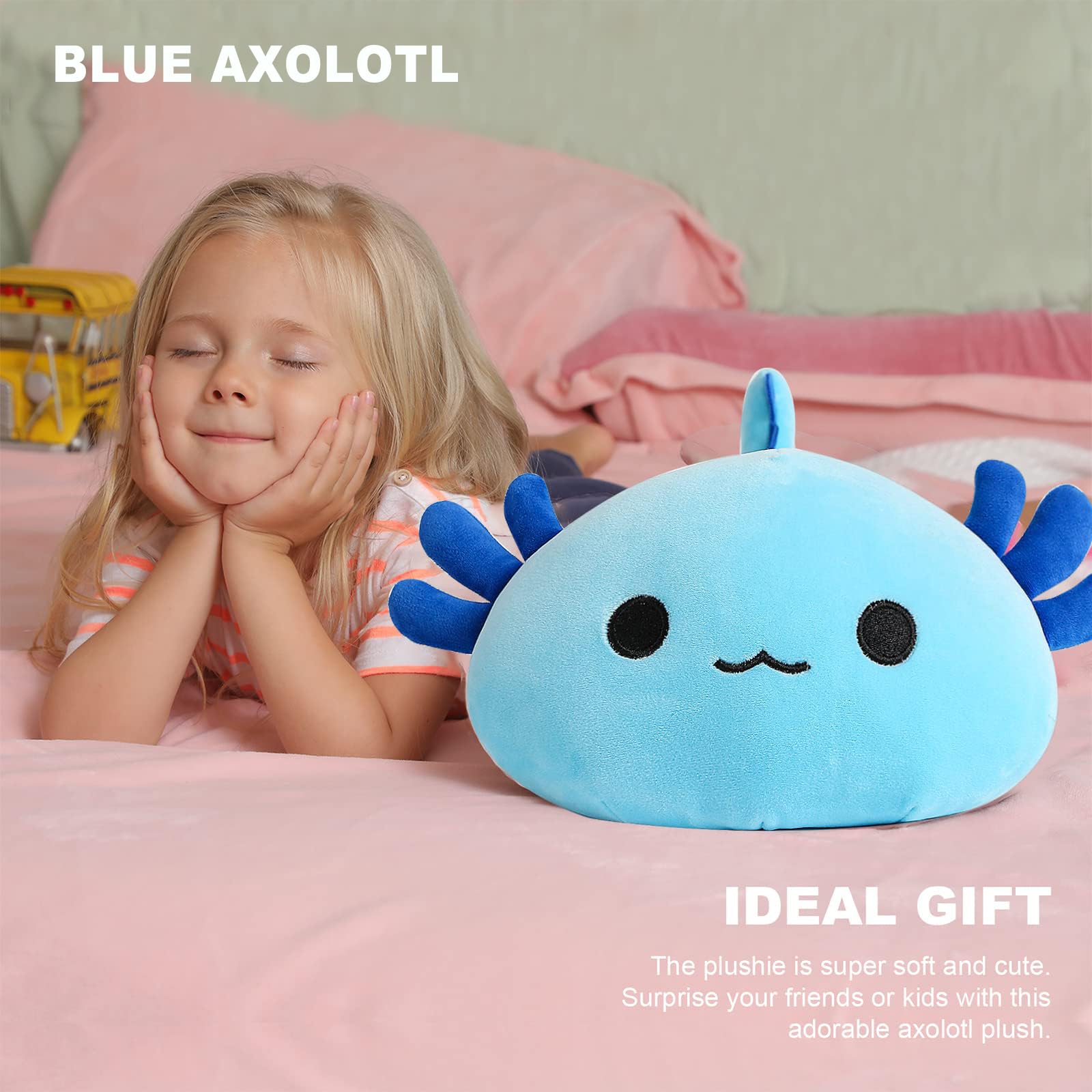 Onsoyours Cute Axolotl Plush, 19" Soft Large Stuffed Animal Salamander Big Plush Pillow, Kawaii Plushie Toy for Kids (Blue Axolotl A, 19")