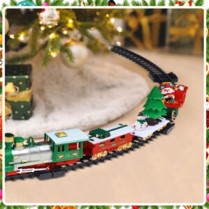 Christmas Electric Train Set Around The Christmas Tree, Train Toy Set with Track Locomotive Santa Claus Snowman Xmas Tree Music and Lights Christmas New Year Gifts for Boys Girls (Cute Style)