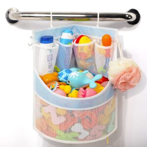 PVC Material Bathtub Toy Holder Prevent Long Spots Bath Toy Storage Bath Toys for Kids Ages 4-8 17“x13”Mesh Bath Toy Holder let Baby Bath Toys Quick Drying