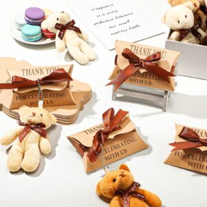 40 Sets Mini Bear Toy and Small Gift Boxes, with 40 Tiny Bear 40 Pillow Box with Ribbon Mini Bear Stuffed Animal Mini Stuffed Bears Small Favor Boxes for Wedding Birthday(Multi Colors)